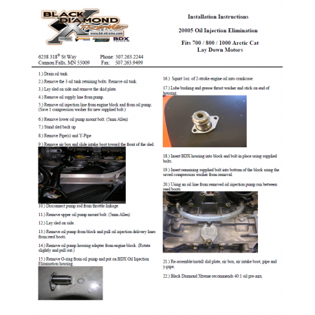 20005 OIL INJECTION BLOCK OFF INSTRUCTIONS