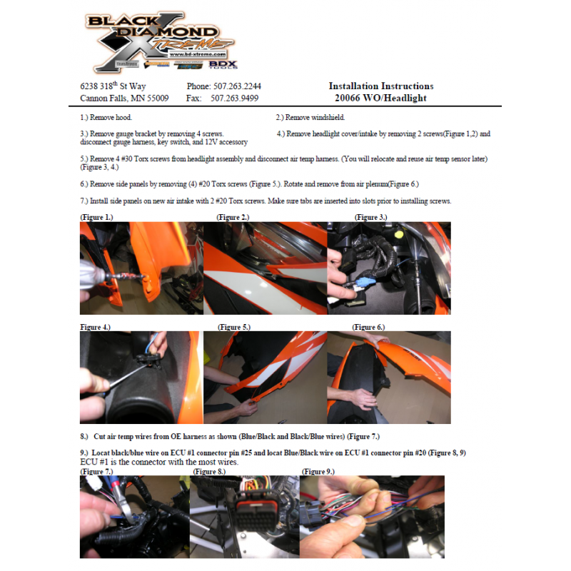 20066 Cold Air Intake W/O Headlight Installation Instructions Black